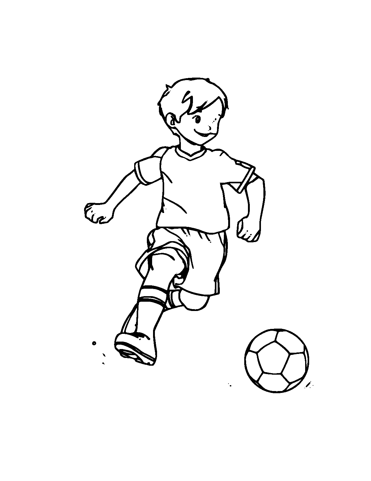 Line-art coloring page of Soccer Ball, medium outlines, centered