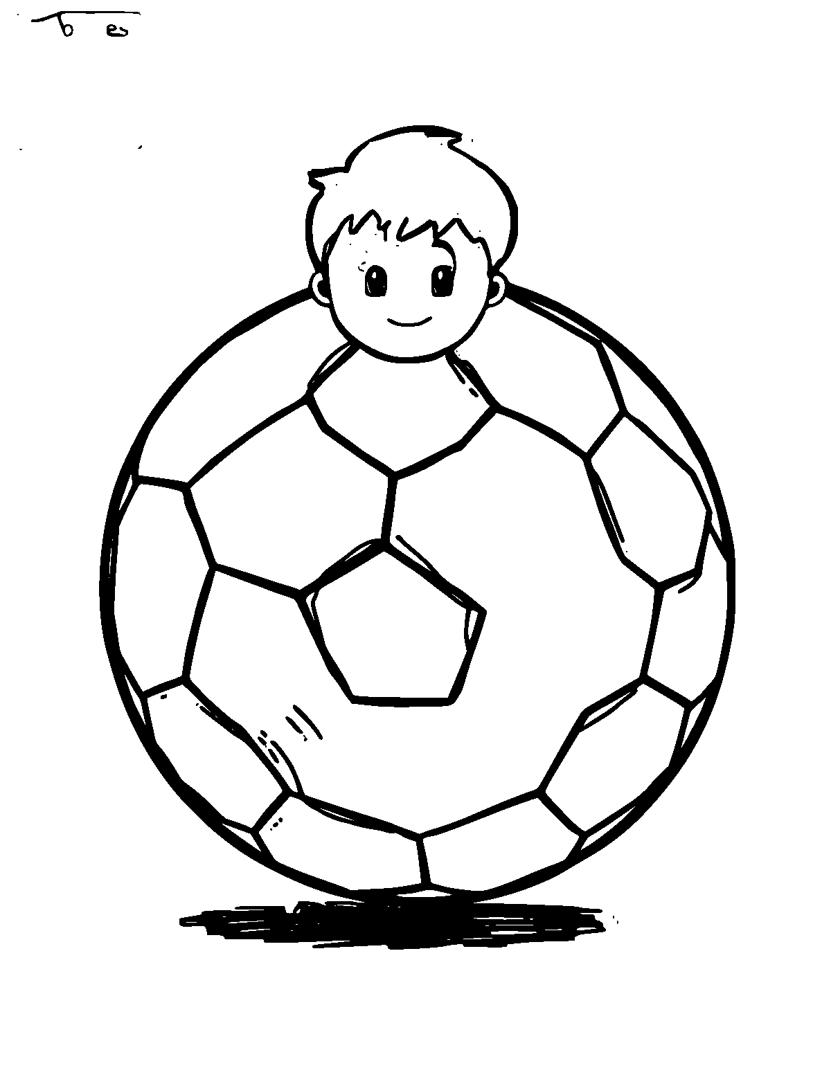 Line-art coloring page of Soccer Ball, thick outlines, centered