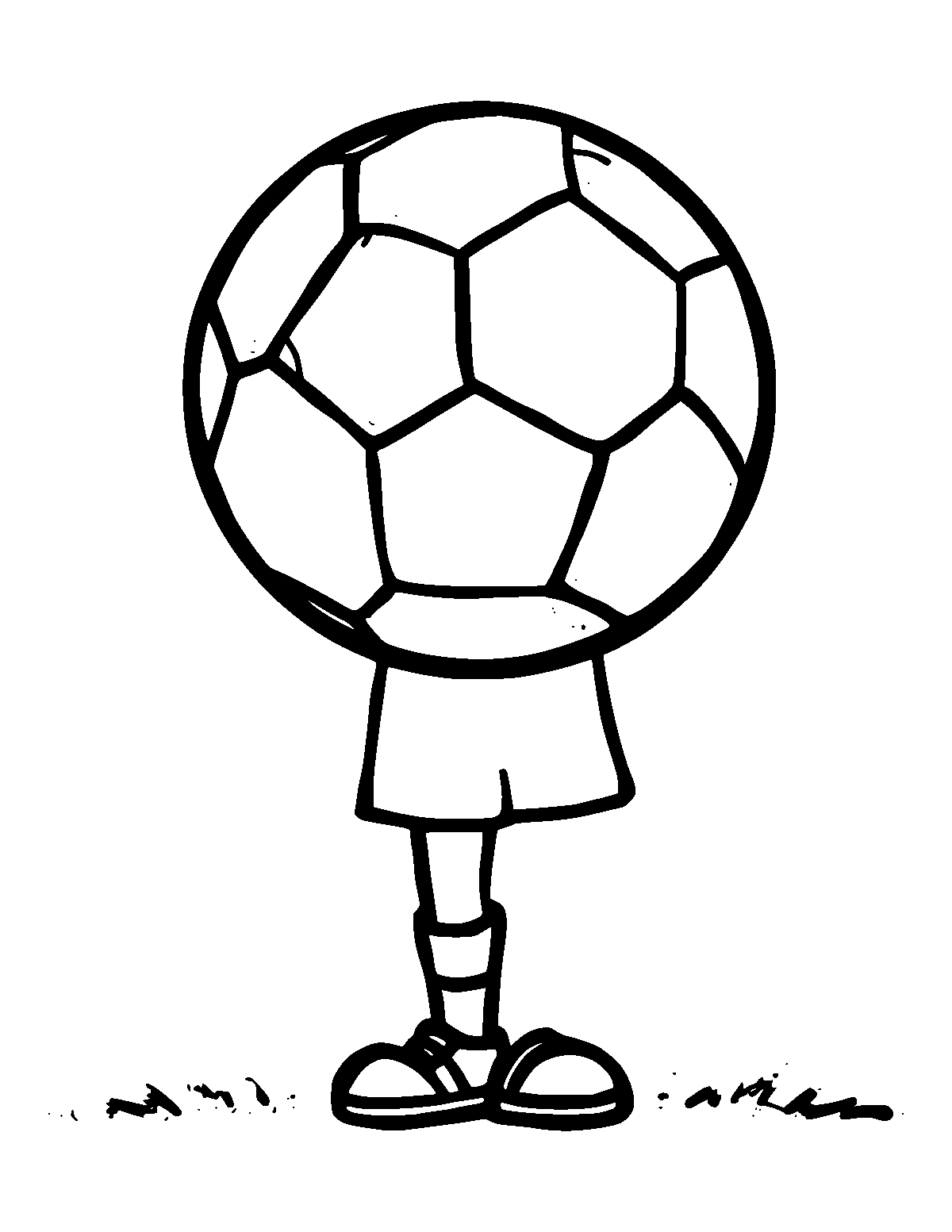 Line-art coloring page of Soccer Ball, thick outlines, centered