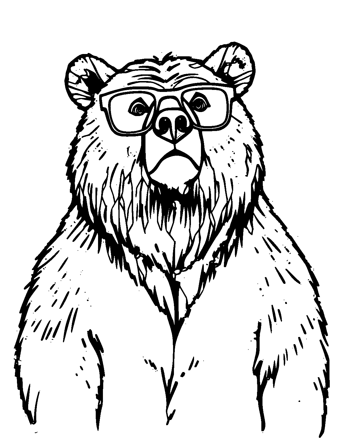 Line-art coloring page of Spectacled Bear, medium outlines, centered