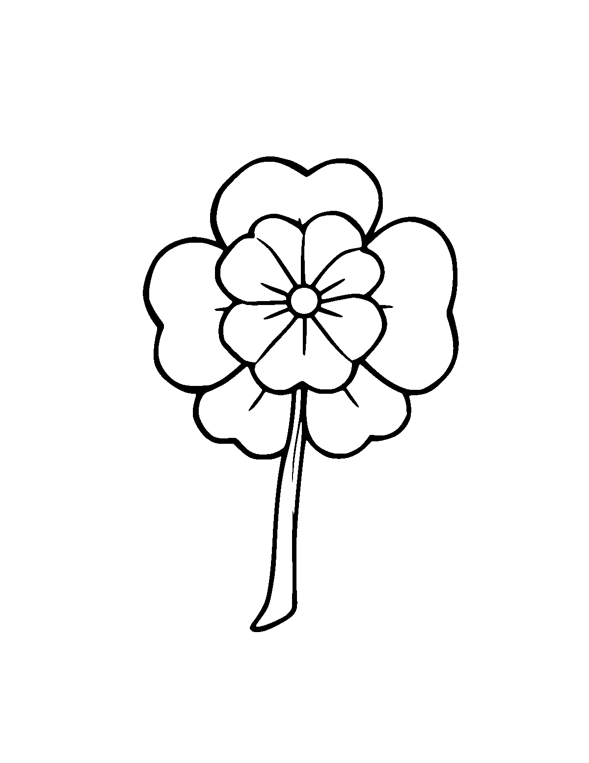 Line-art coloring page of St. Patrick's Day, thick outlines, centered