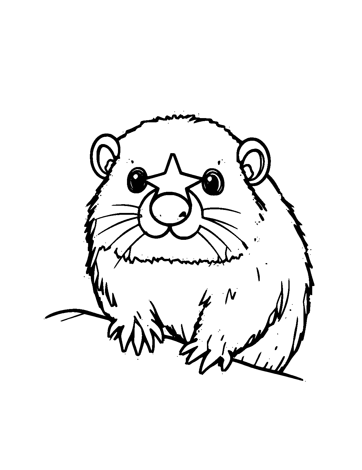 Line-art coloring page of Star-Nosed Mole, medium outlines, centered