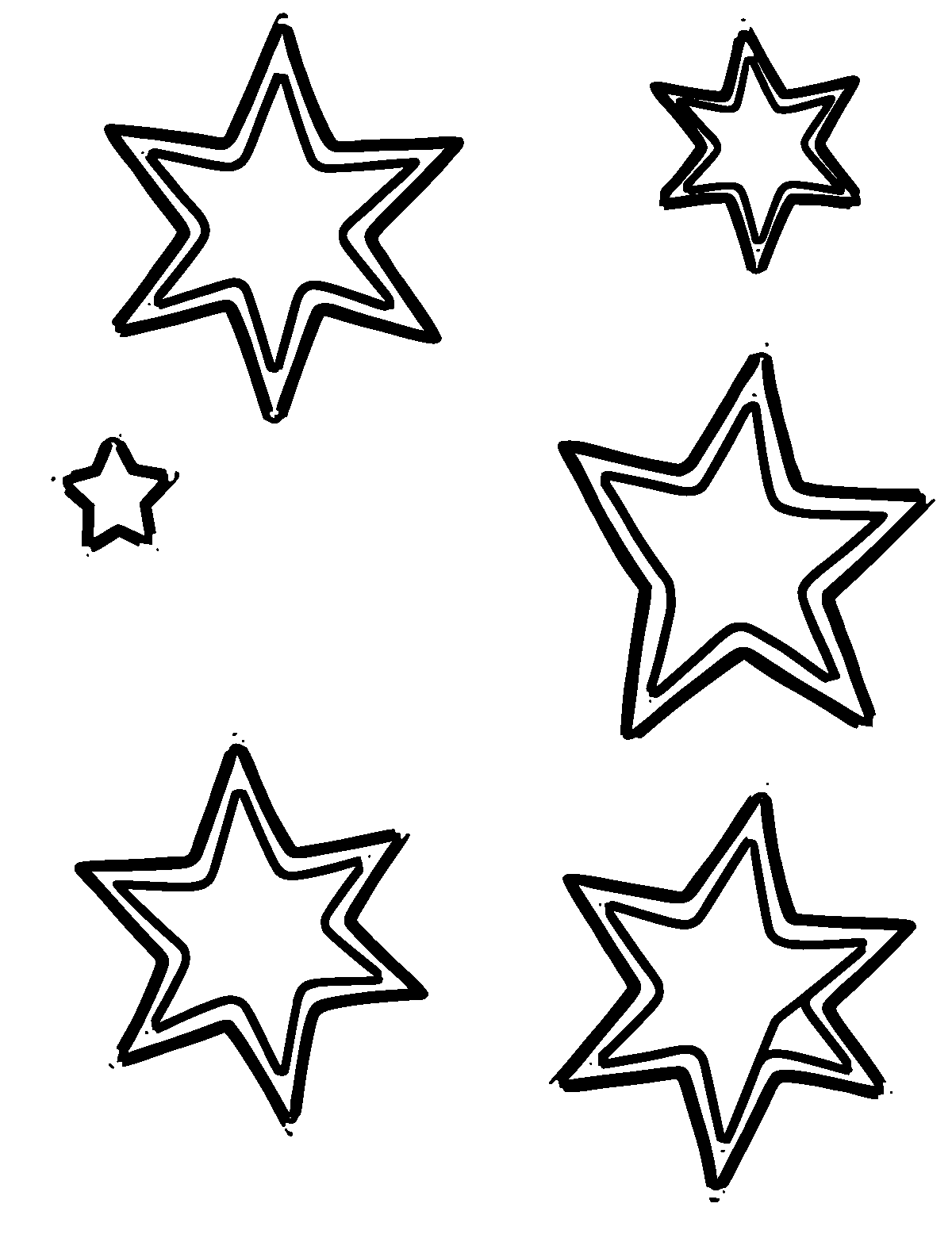 Line-art coloring page of Stars, thick outlines, centered
