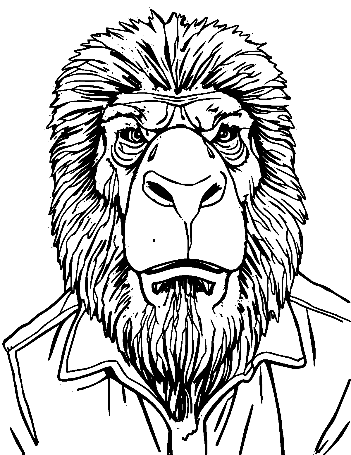 Line-art coloring page of Steve Irwin, medium outlines, centered