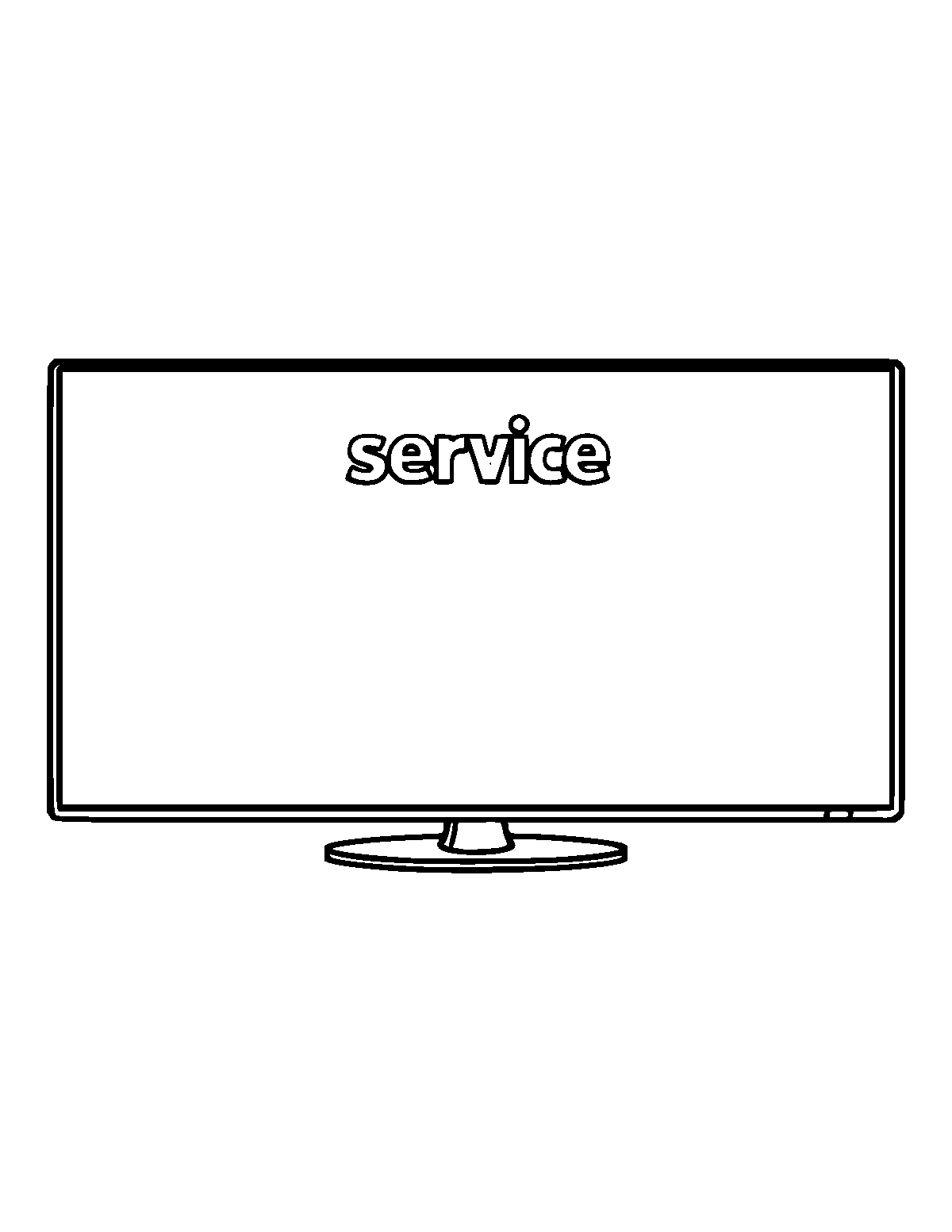 Line-art coloring page of Streaming Service Screen, thick outlines, centered