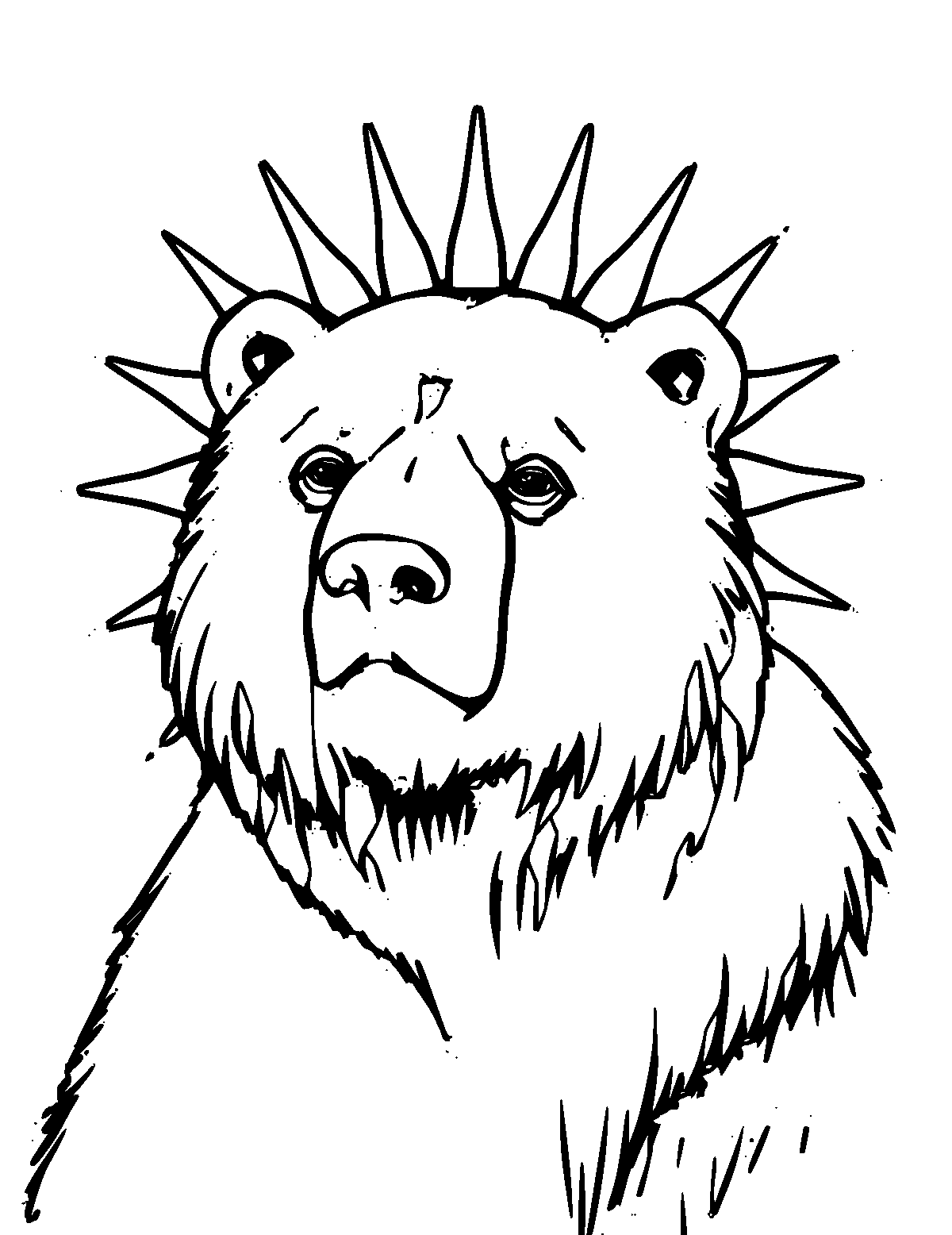 Line-art coloring page of Sun Bear, medium outlines, centered