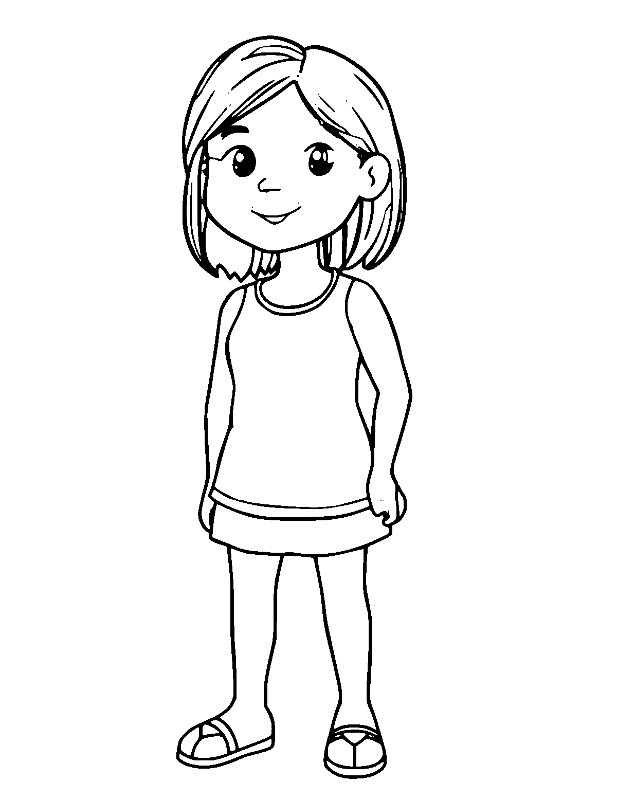 Line-art coloring page of Sunita Williams, medium outlines, centered