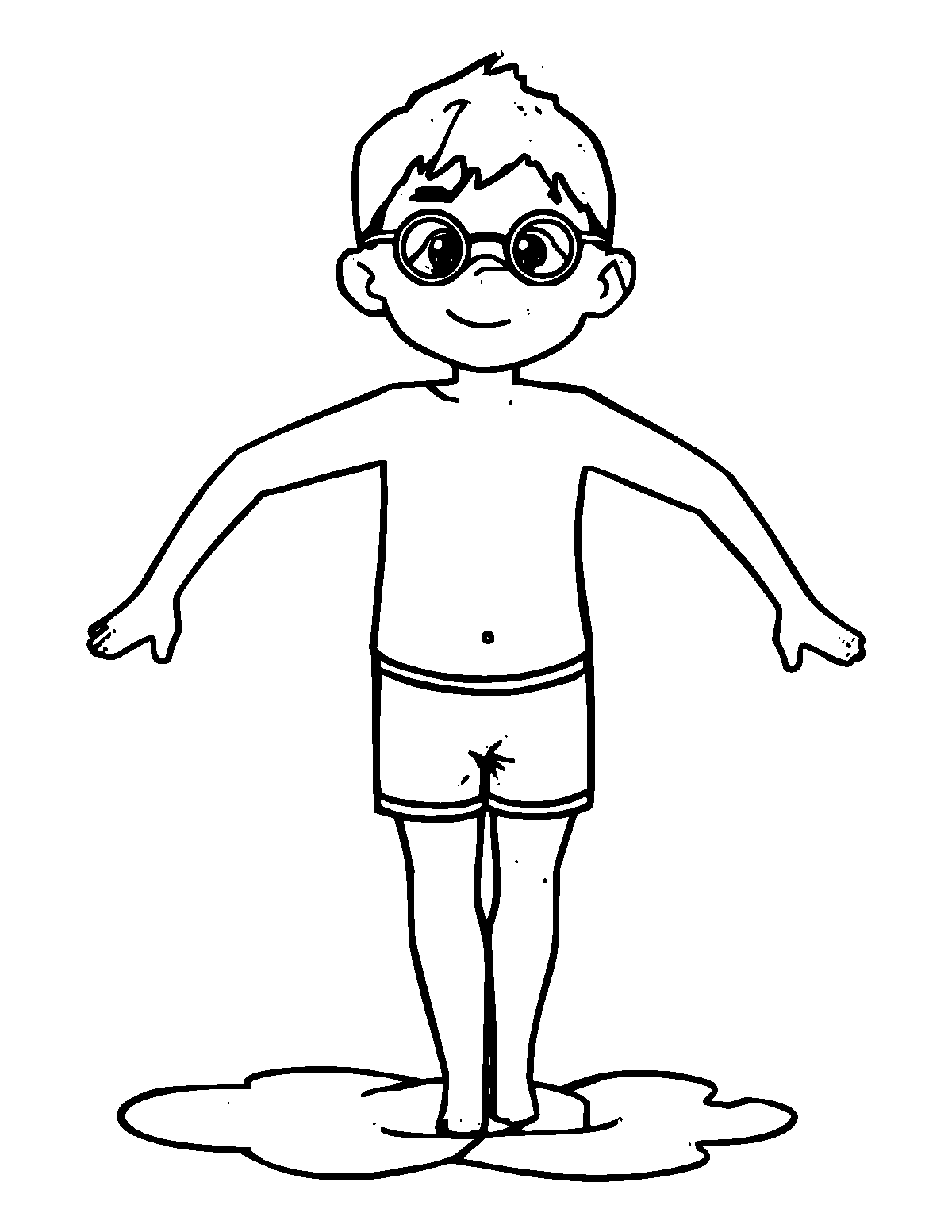 Line-art coloring page of Swimmer, medium outlines, centered