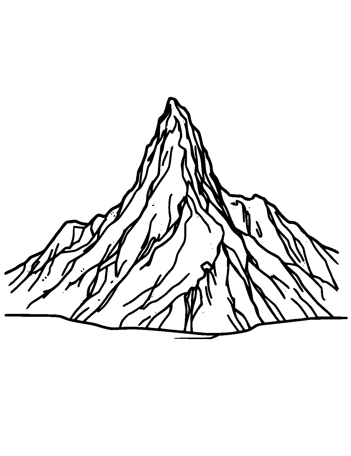 Line-art coloring page of Table Mountain, medium outlines, centered