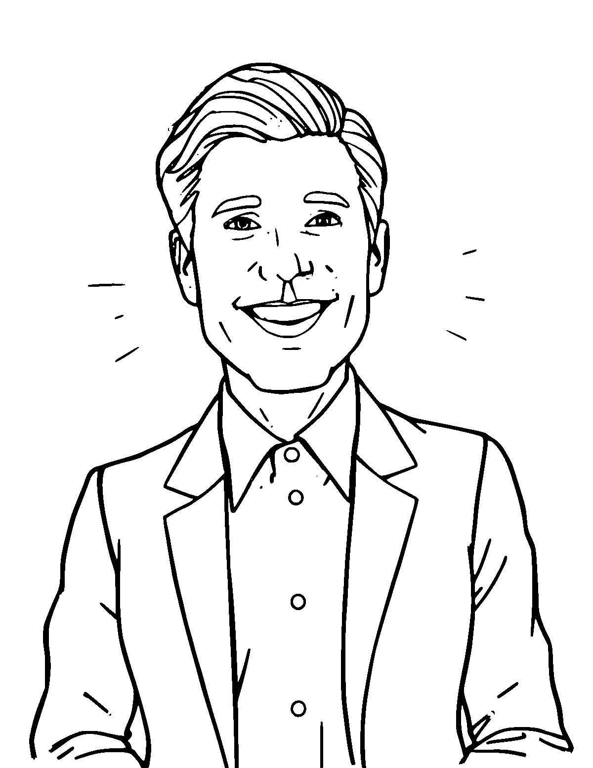 Line-art coloring page of Talk Show Host, medium outlines, centered