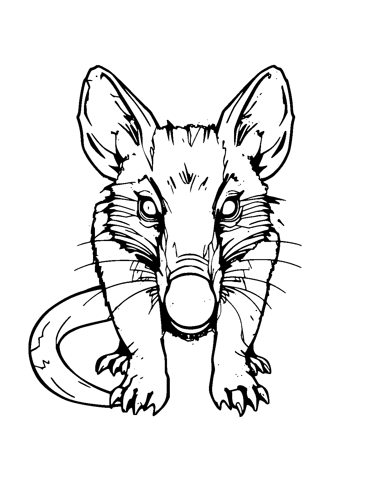 Line-art coloring page of Tasmanian Devil, medium outlines, centered