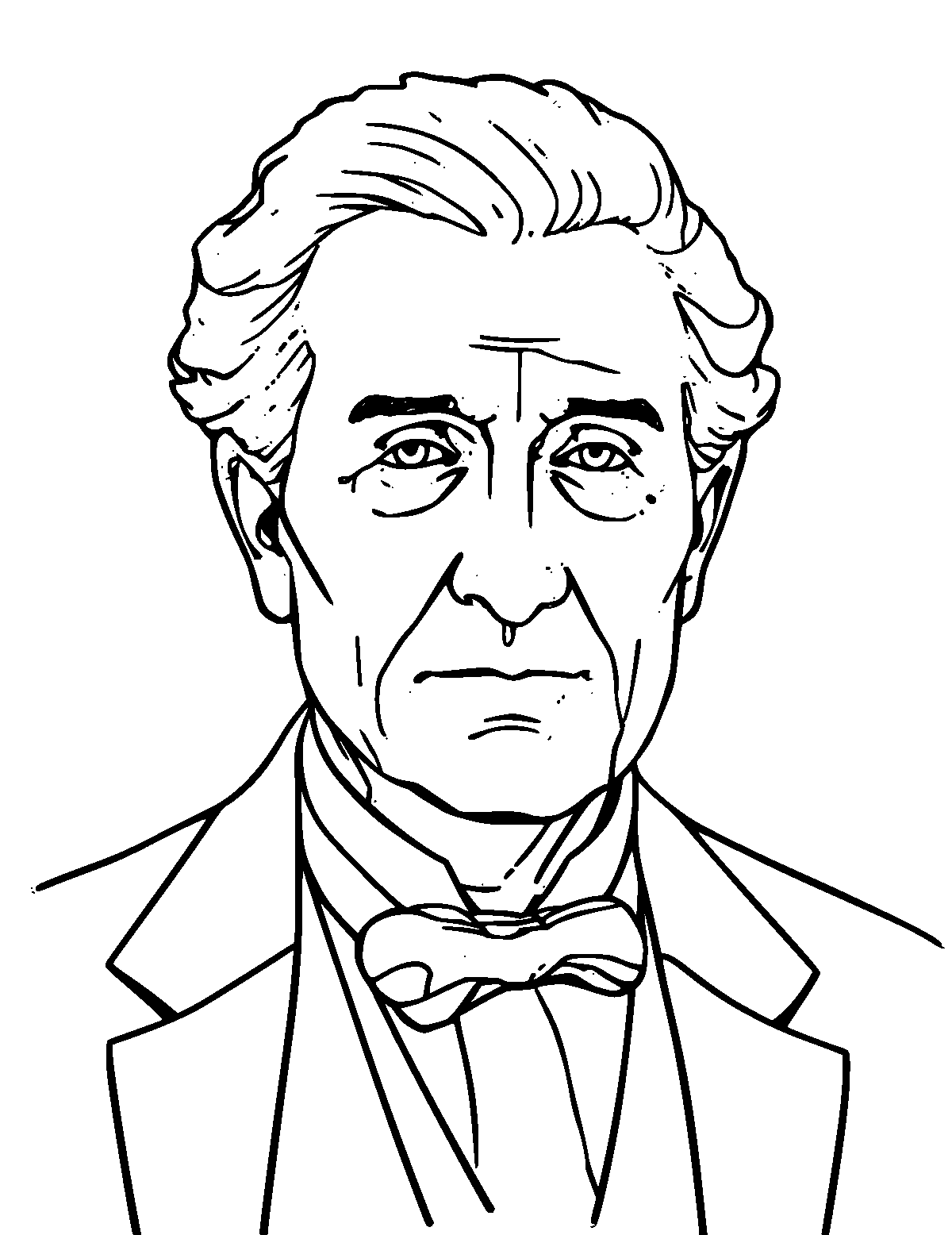 Line-art coloring page of Thomas Edison, medium outlines, centered