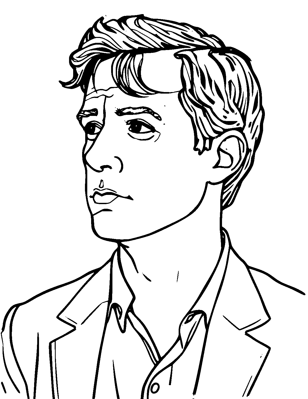 Line-art coloring page of Tom Hanks, medium outlines, centered