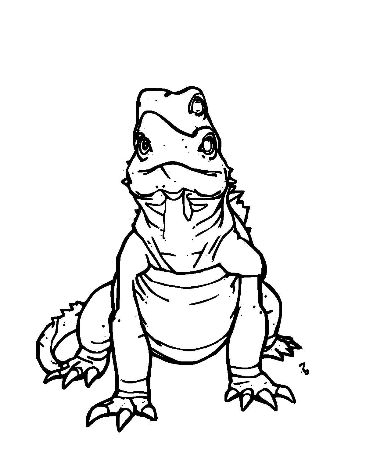 Line-art coloring page of Tuatara, medium outlines, centered