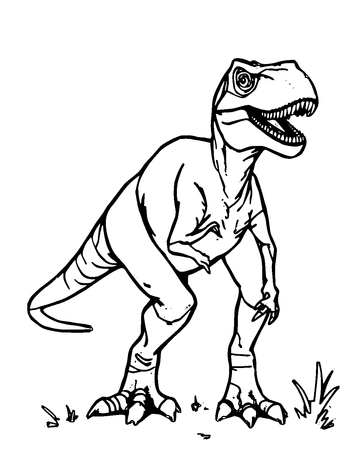 Line-art coloring page of Velociraptor, medium outlines, centered