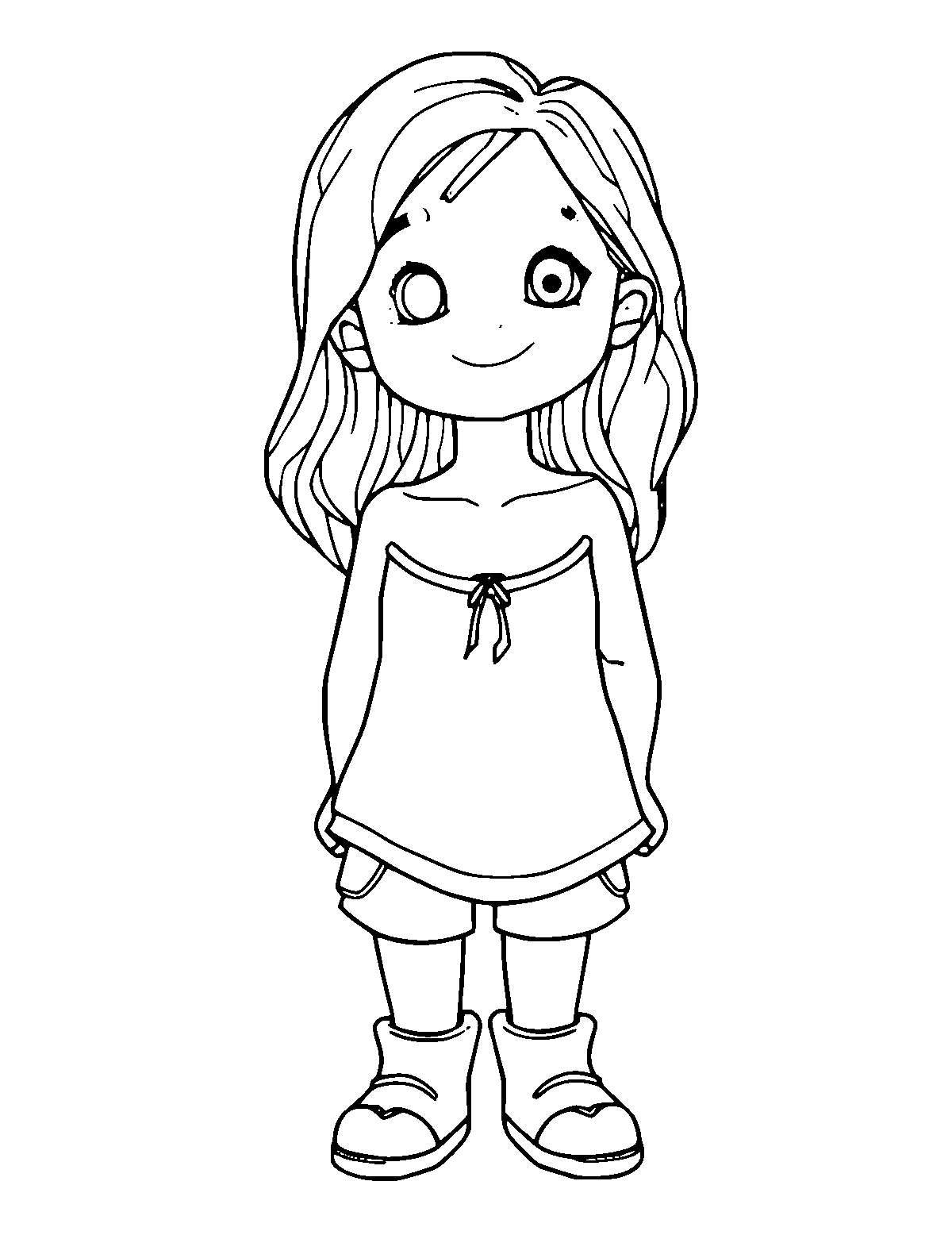 Line-art coloring page of Vera Rubin, medium outlines, centered