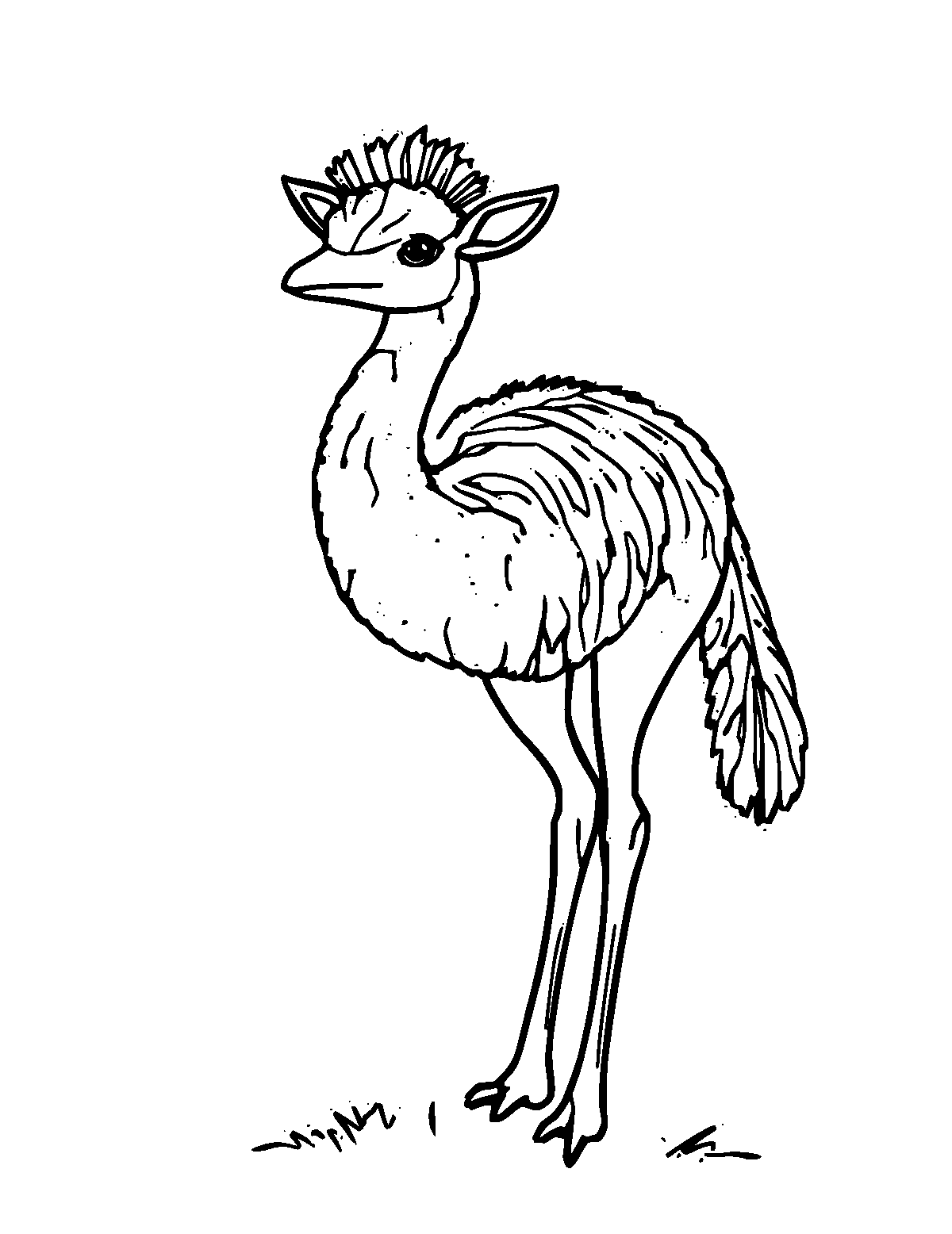 Line-art coloring page of Vicuna, medium outlines, centered