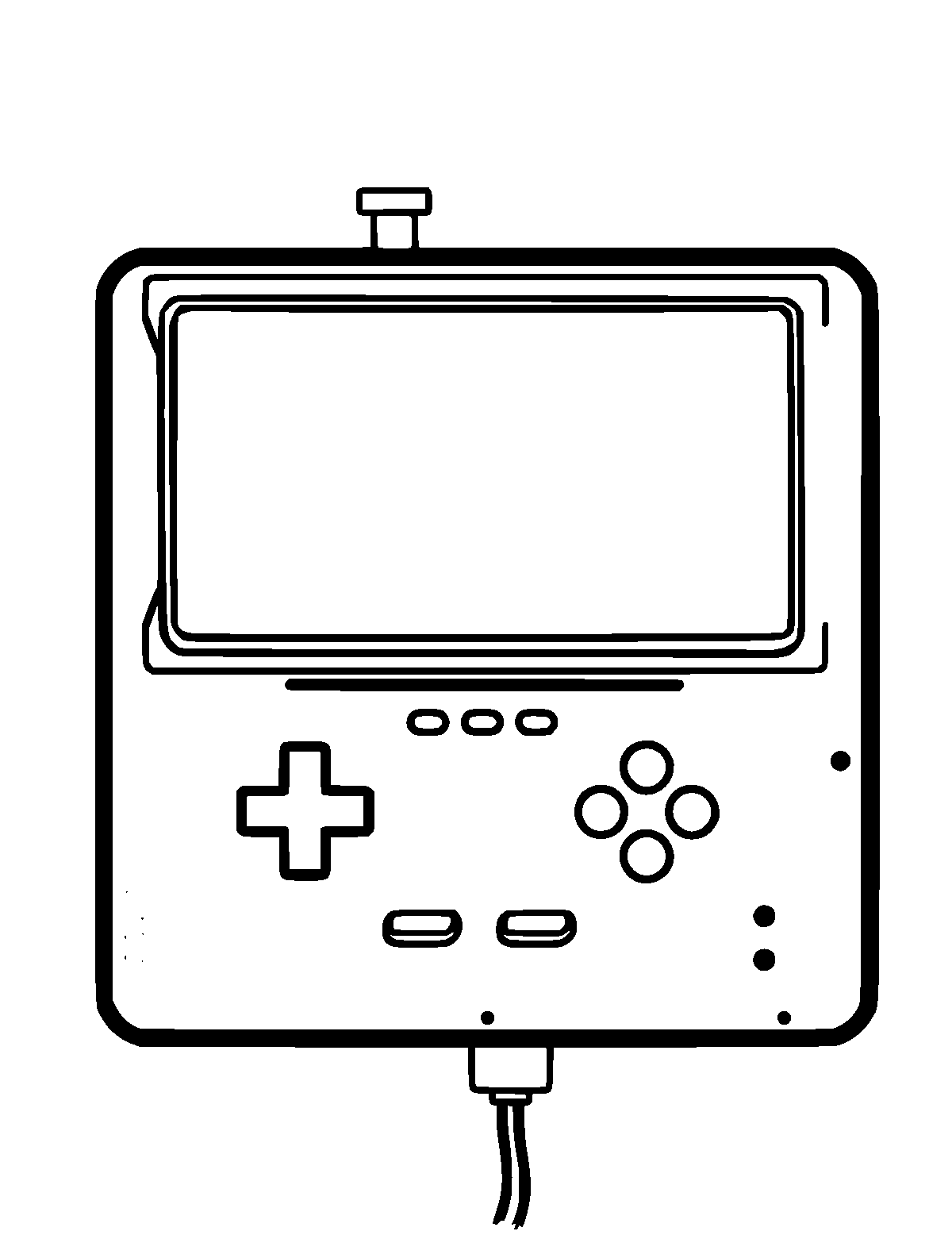 Line-art coloring page of Video Game Console, thick outlines, centered