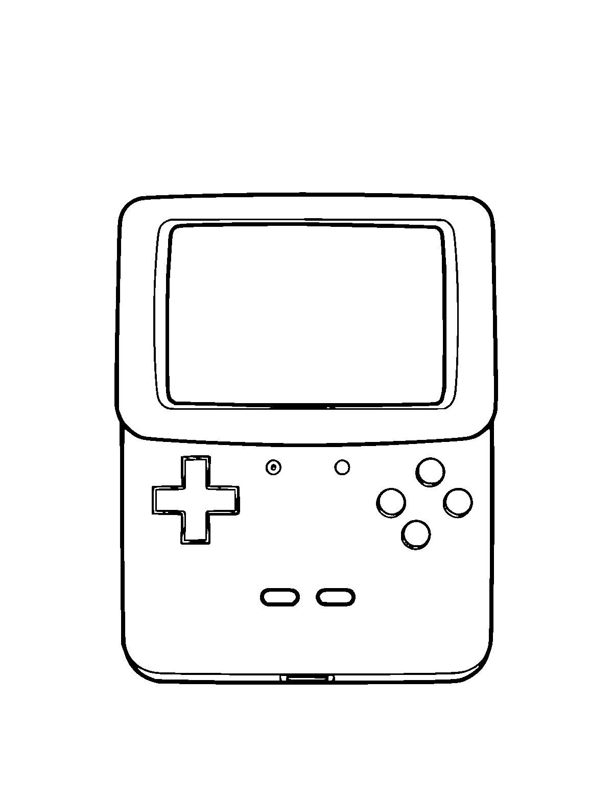 Line-art coloring page of Video Game Console, medium outlines, centered