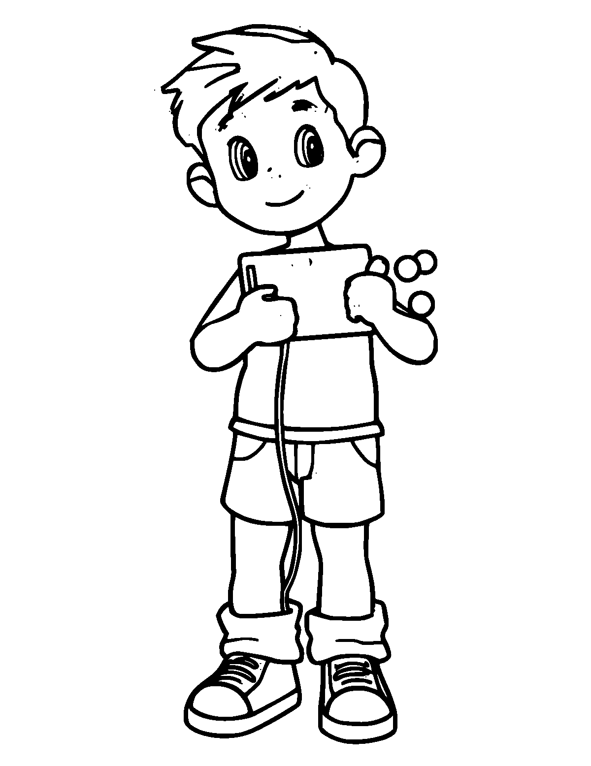 Line-art coloring page of Video Game Controller, medium outlines, centered