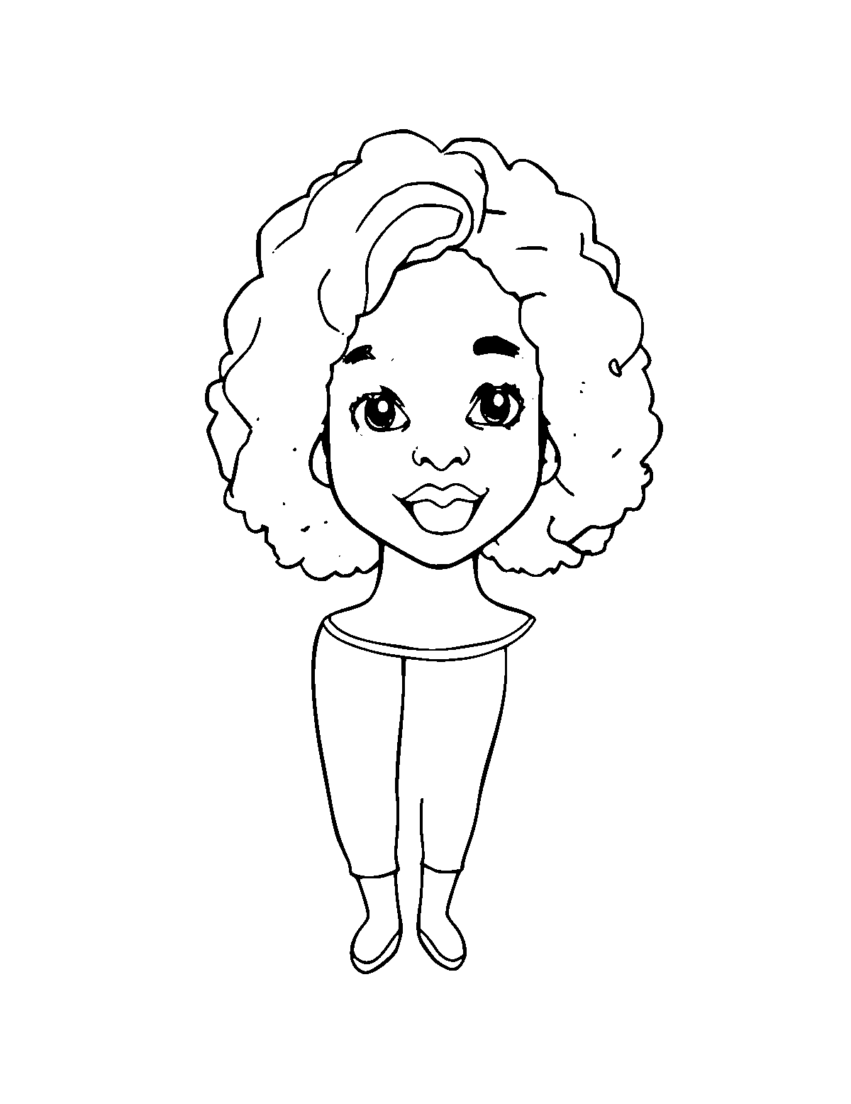Line-art coloring page of Viola Davis, medium outlines, centered