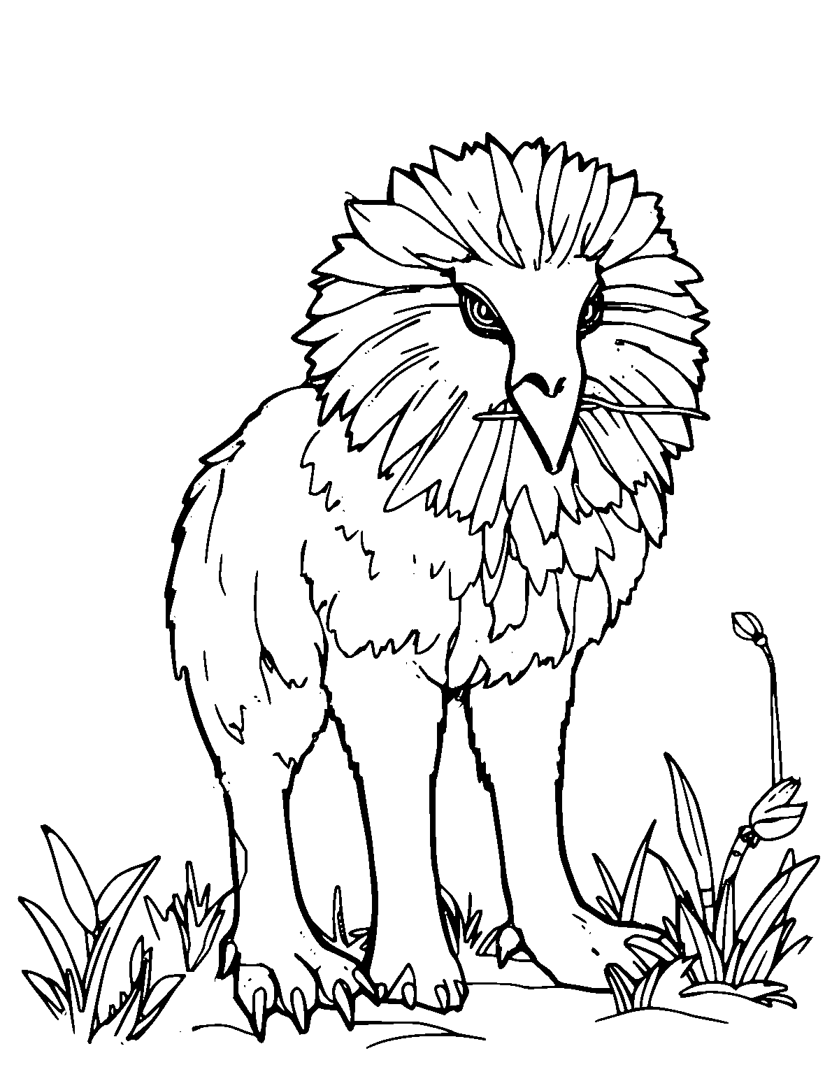 Line-art coloring page of Vole, medium outlines, centered
