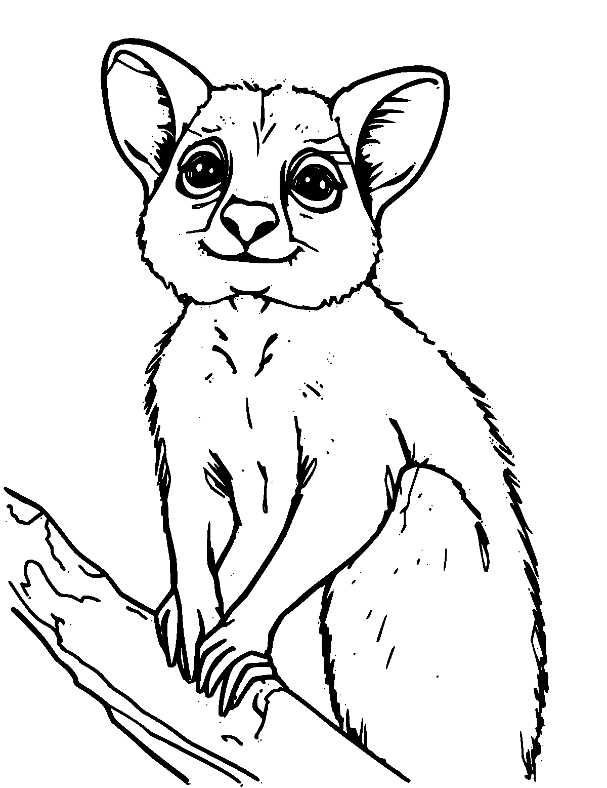 Line-art coloring page of Wallaby, medium outlines, centered