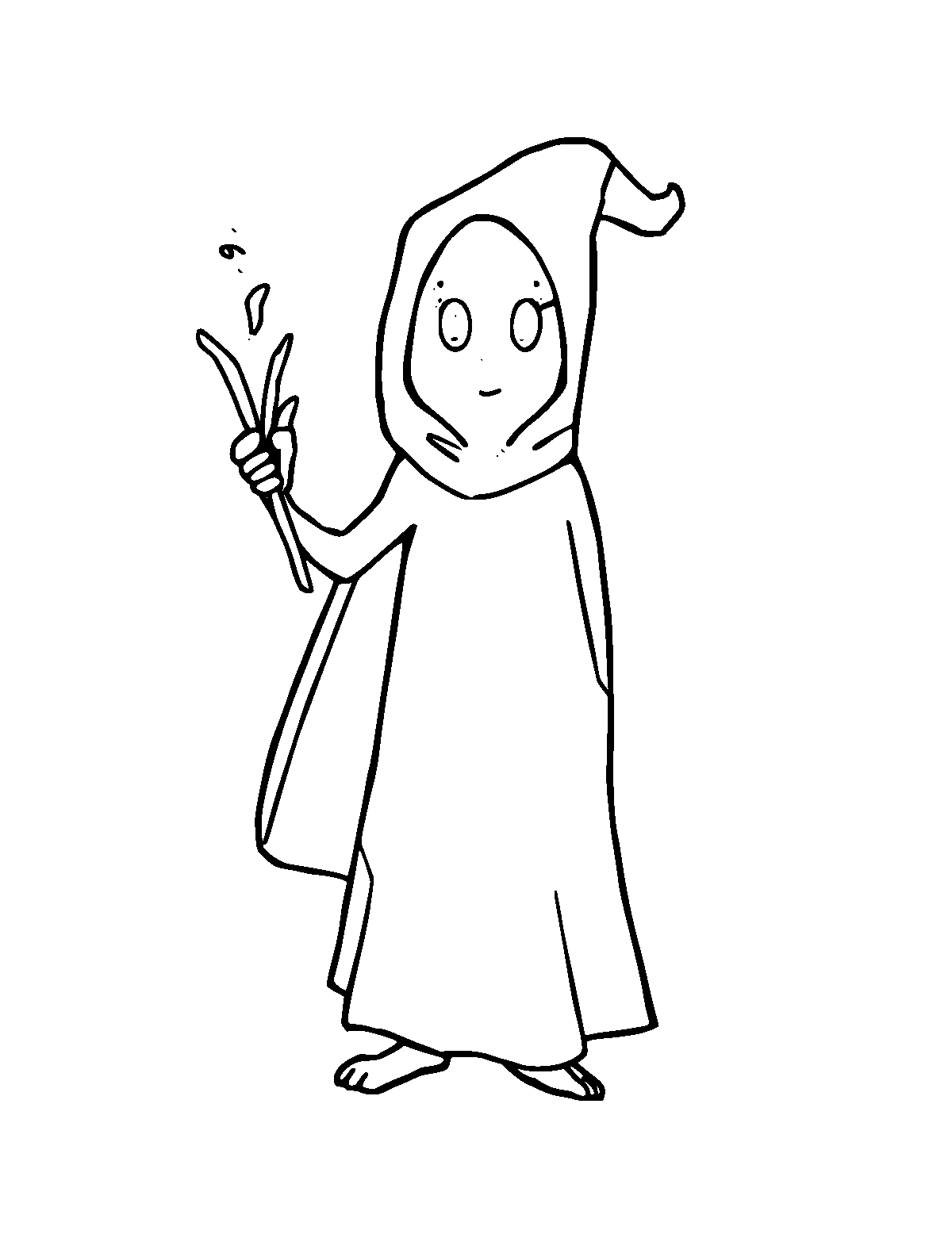 Line-art coloring page of Will-o'-the-Wisp, medium outlines, centered