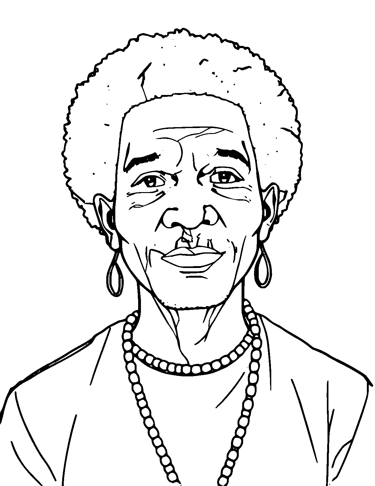 Line-art coloring page of Wole Soyinka, medium outlines, centered
