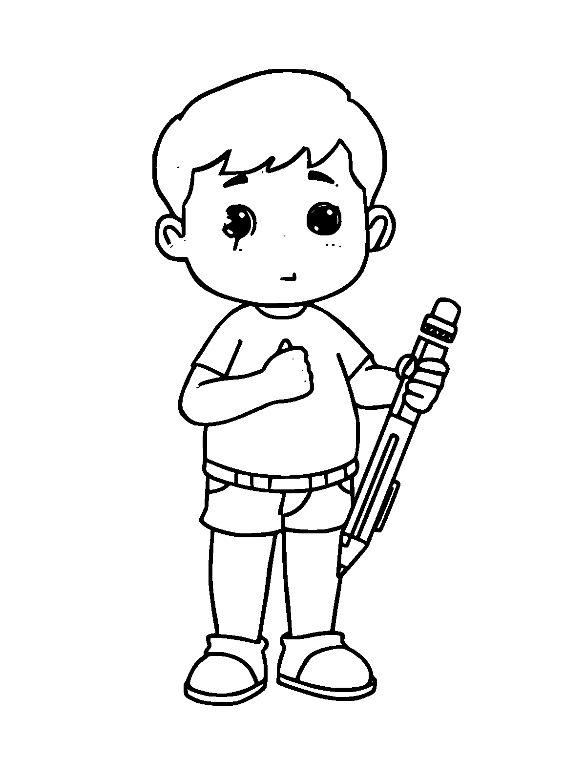 Line-art coloring page of Writing Pen, medium outlines, centered