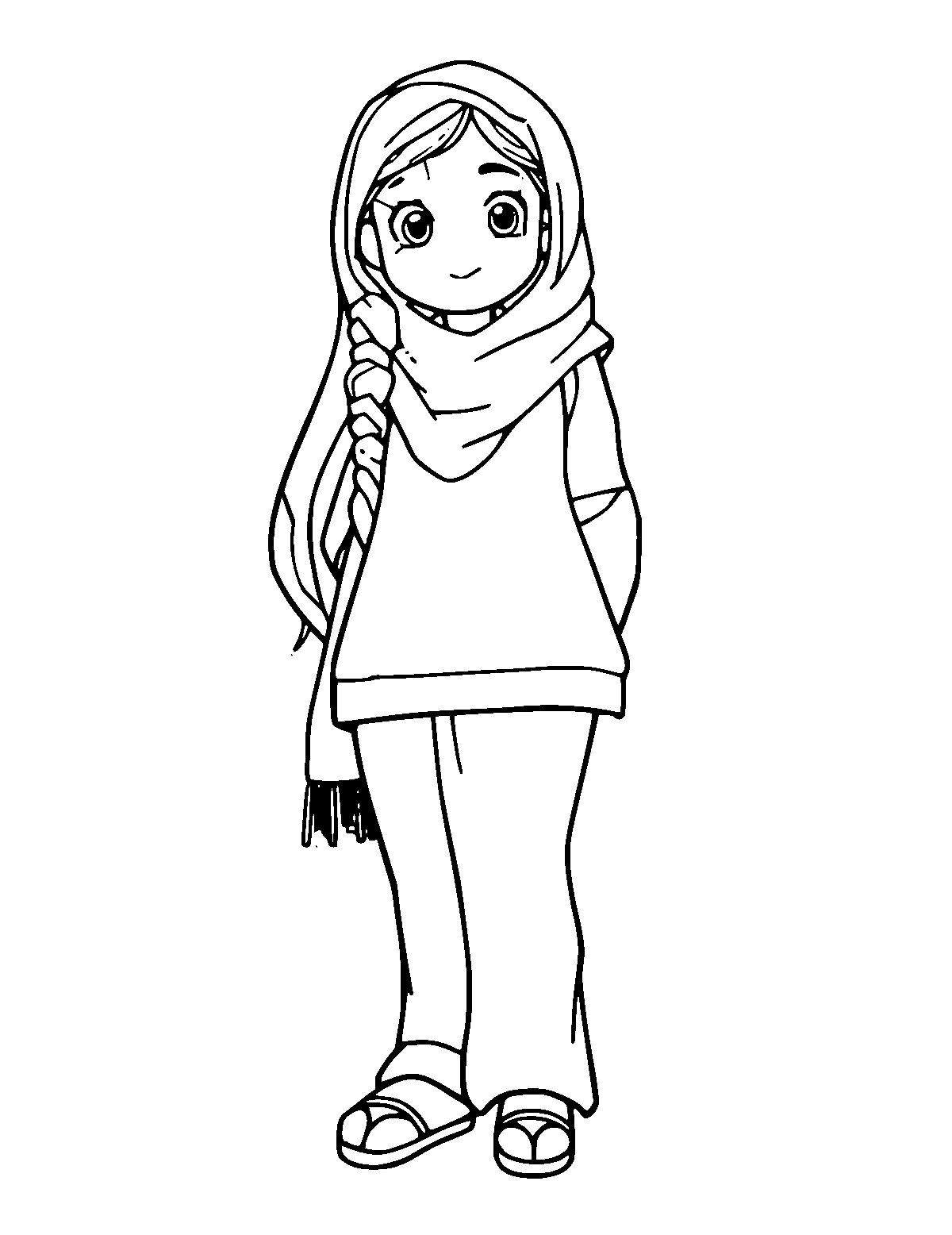 Line-art coloring page of Yara-ma-yha-who, medium outlines, centered