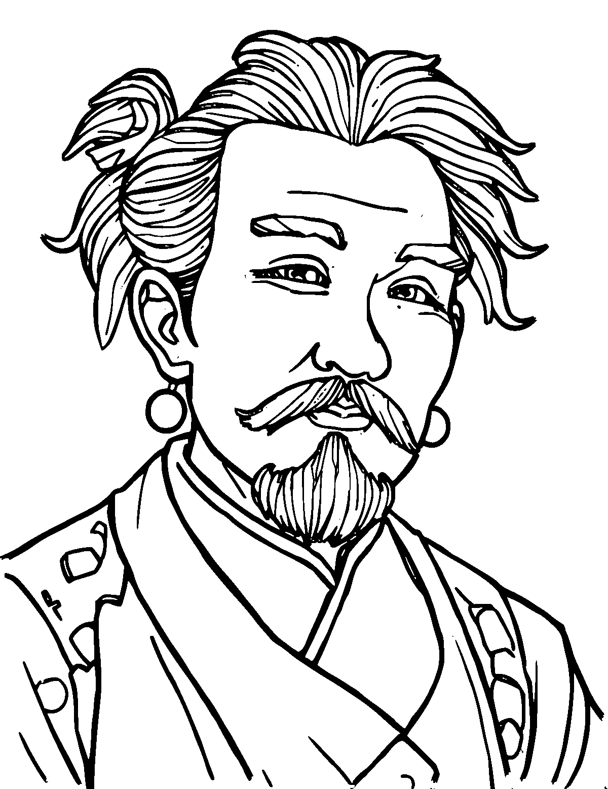 Line-art coloring page of Zhang Heng, medium outlines, centered